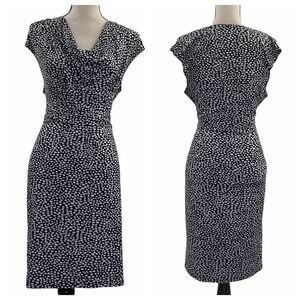 BETHANY Black White Cowl Neck Dress Size Medium